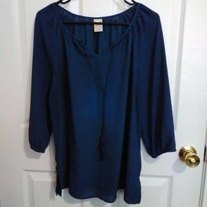 Faded Glory Women's Large Navy Blue Top Blouse Dress Shirt